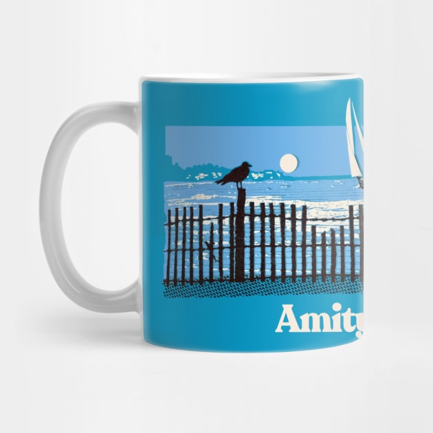 Amity 1975 - The Summer Of Jaws - Vintage Style Souvenir Design by DankFutura